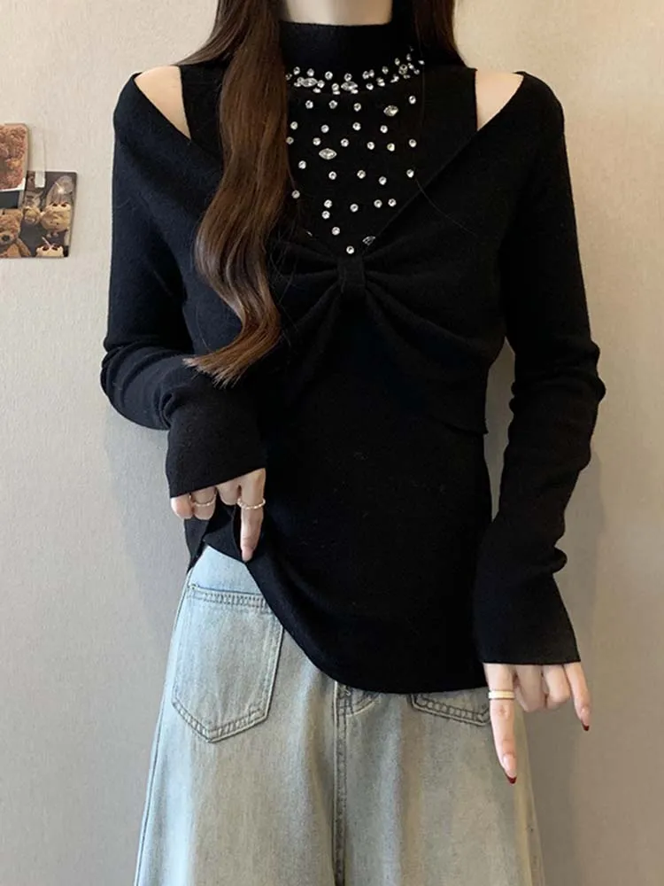 

Slim Fit Long Sve Knitted Sweater Women's Autumn Winter Faion High Collar Base irt Top f High Collar Knitwear