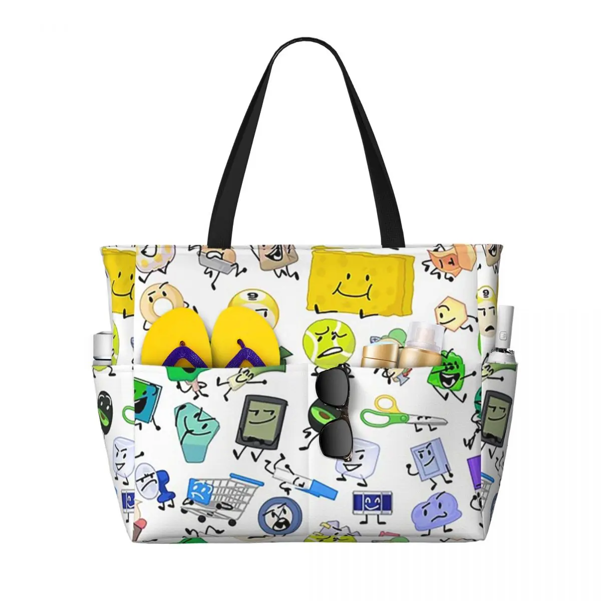 BFB And TPOT Full Cast BFDI Beach Tote Bag Sport Gym Yoga Duffle Large Tote Bag Women Travel Bag Fitness bag