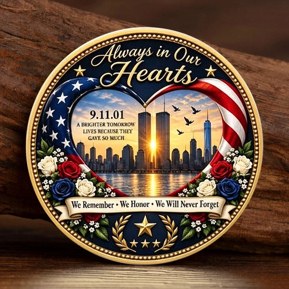 9/11 Memorial Gold Plated Collectible Coin Twin Towers September 11 2001 Never Forget Patriotic Challenge Coin Souvenir Gift