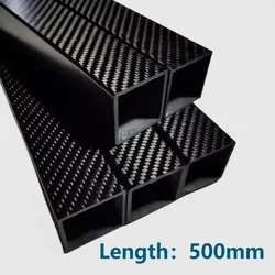 DZQ 1pcs 3K full carbon fiber square tube high strength length 500mm OD 10mm 15mm 20mm 22mm 25mm 30mm Glossy Surface aircraft