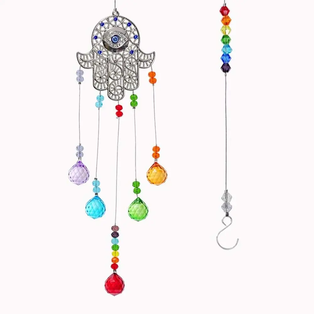 Cute Hanging Crystal Glass Suncatcher Xmas Hanging Ornaments Window Hangings Colorful Wind Chimes Crystals Stone Sun Catcher