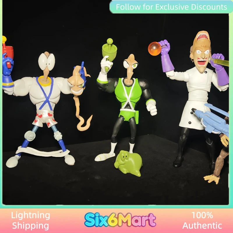 Set de Figuras de Acción Earthworm Jim 1/12 - Cuerpo de Gusano con Cabezas de Jim 1.0 y 2.0, Modelos Coleccionables de Psy-Crow y Bob The Killer
