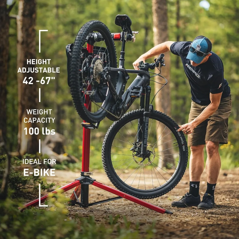 

Pro Mechanic HD (Heavy Duty) Bike Repair Stand | Lightweight, Stable Bicycle Workstand W/Tripod Base | Red