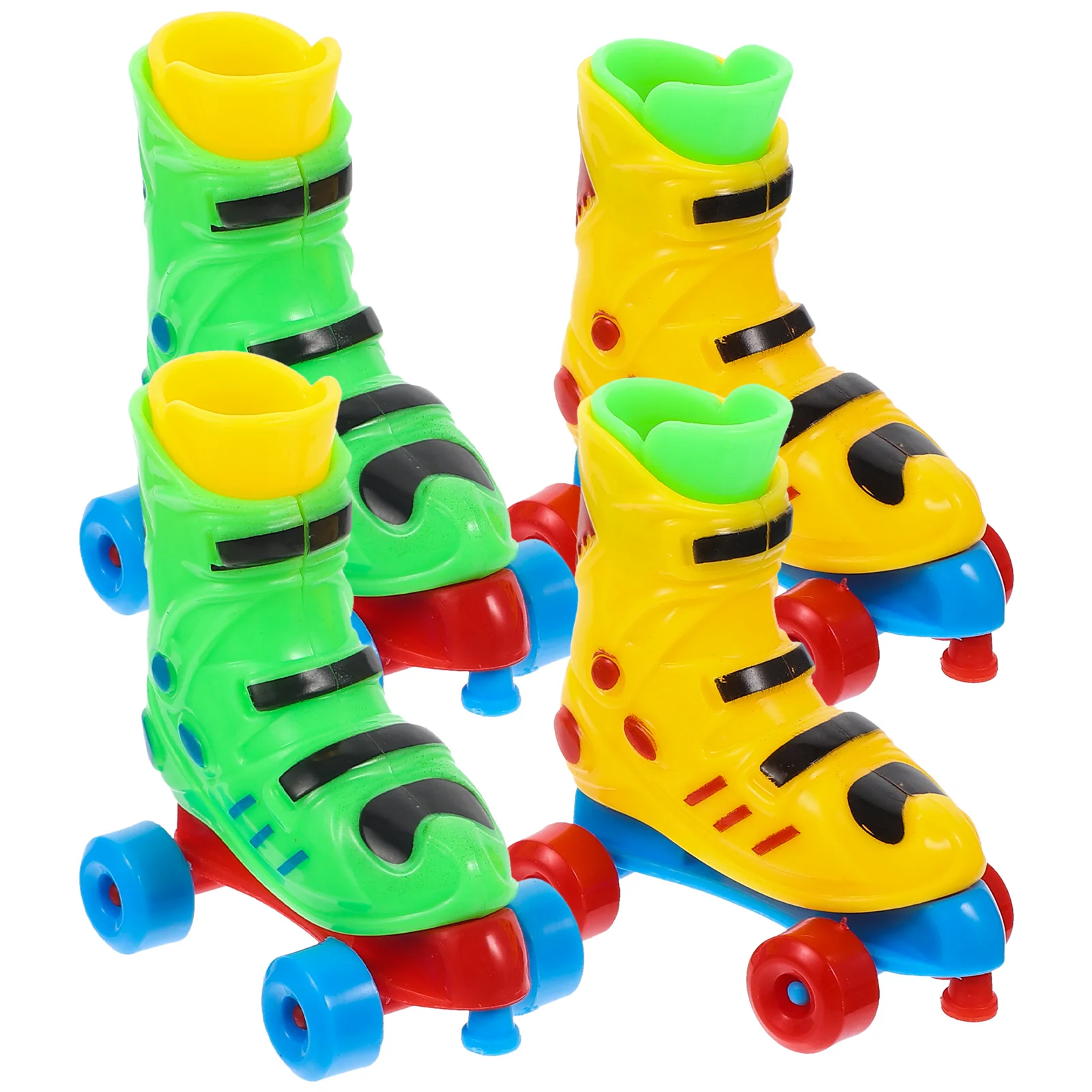 2 pares de patins coloridos com ponta do dedo, conjunto de duas fileiras para bicicleta, scooter, alívio de brinquedos