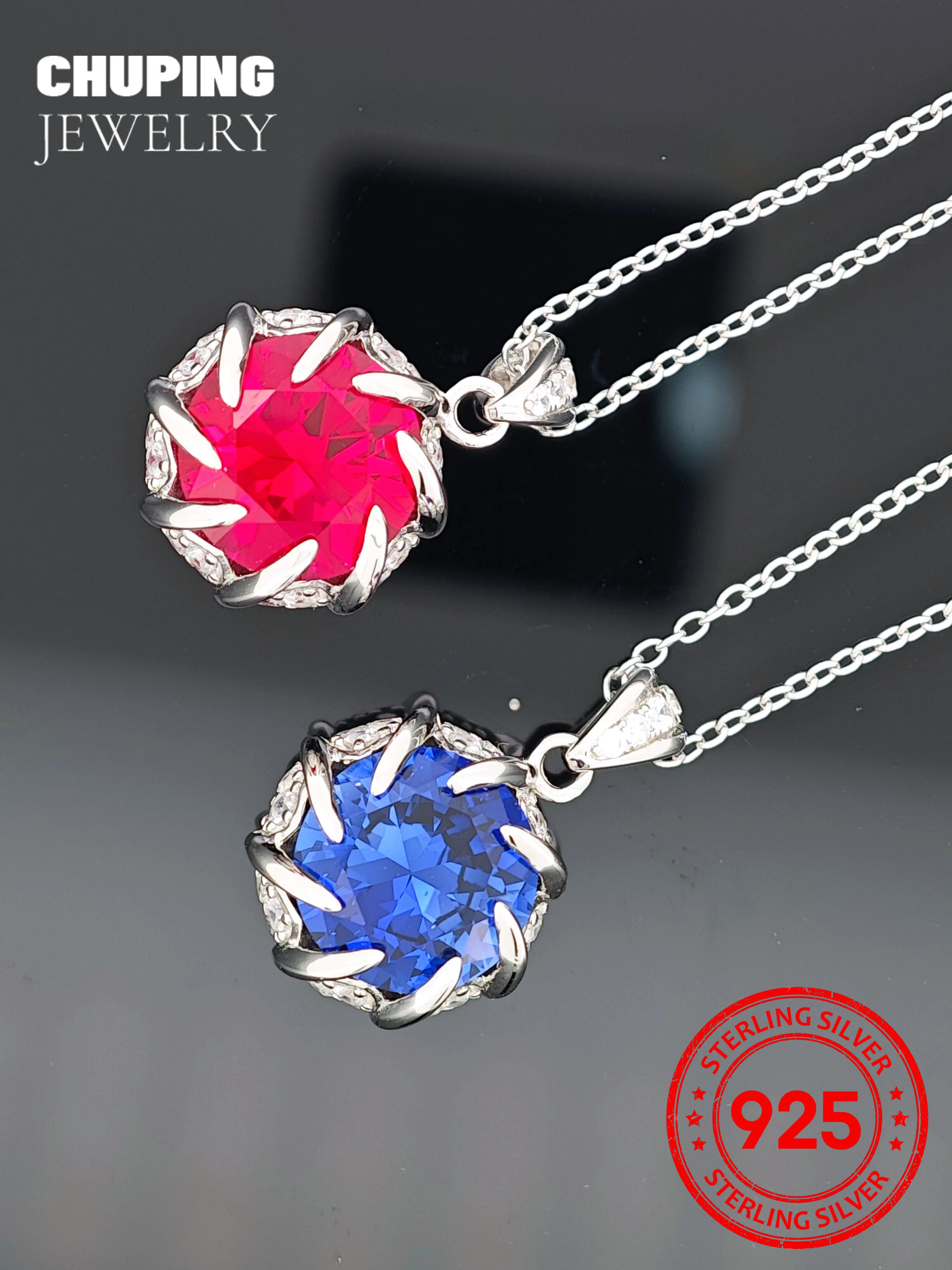 

Ожерелье из серебра S925 с выращенными в лаборатории цветными драгоценными камнями круглой огранки 10 мм от ChuPing Fine Jewelry для женщин, для повседневной носки, на вечеринки и другие мероприятия.