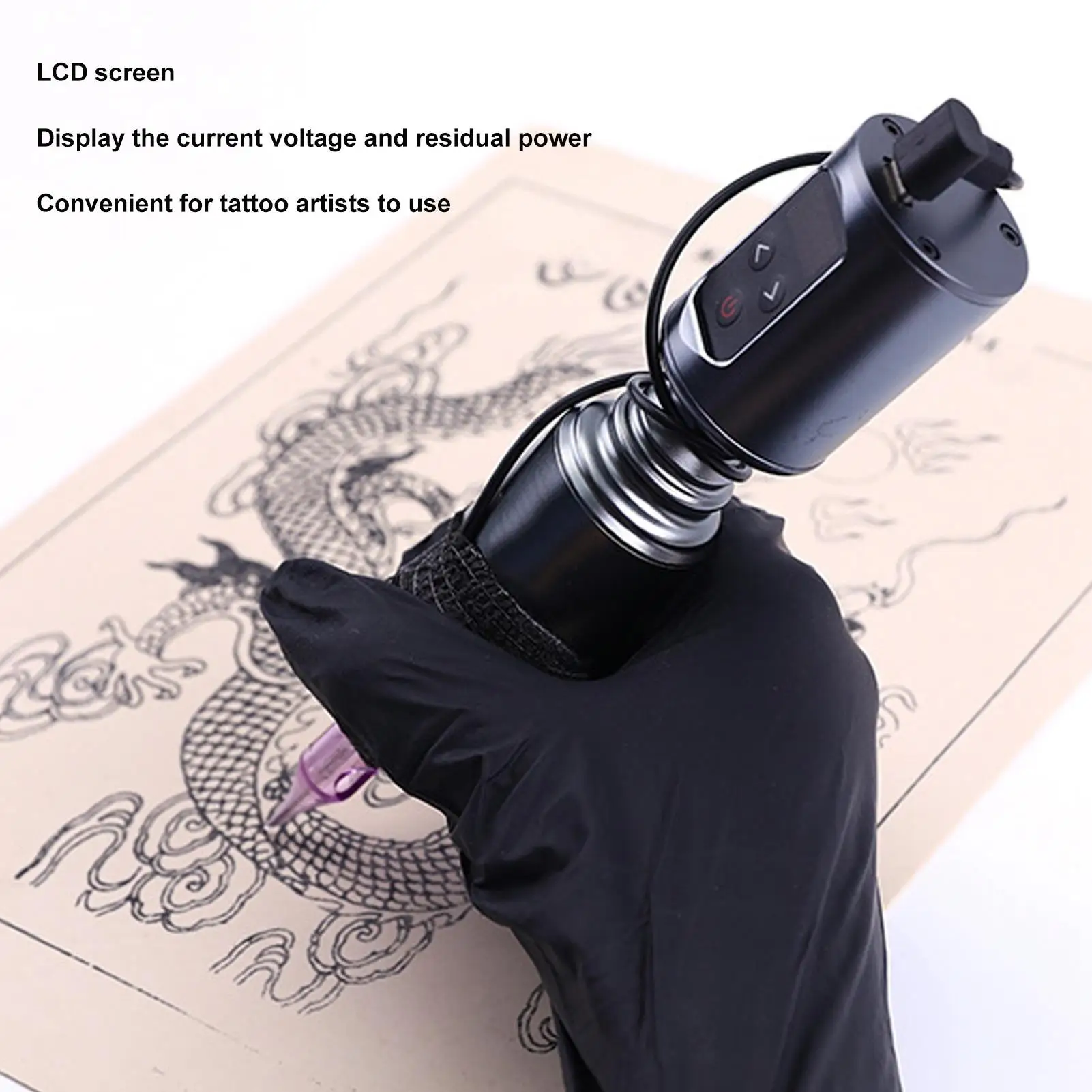 Portable Wireless Tattoo Power Supply - Dual Mode, LCD Display, USB Rechargeable, 1400mAh Battery for Tattoo Pen