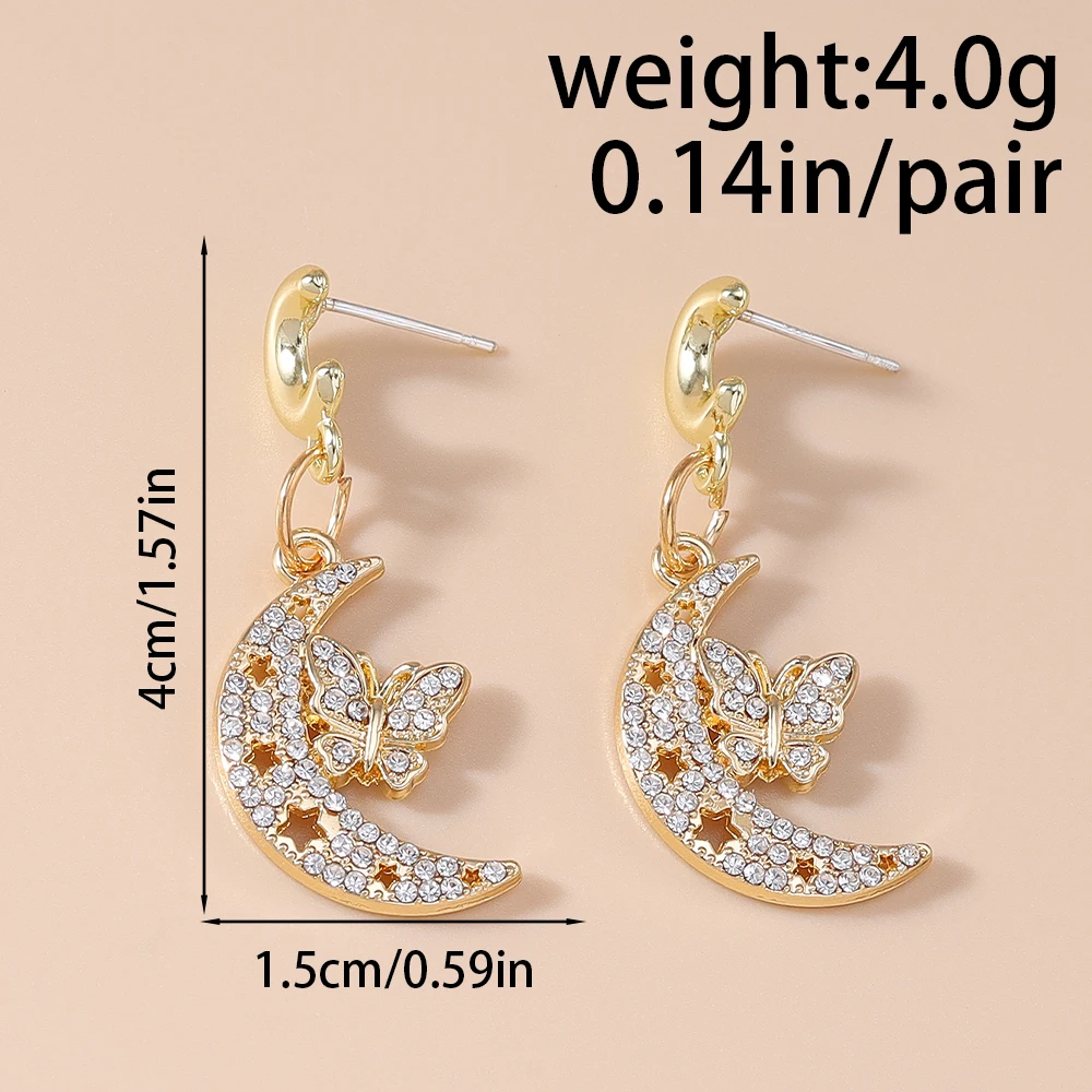 Aihua Goldfarbene Polaris-Stern-Ohrringe für Damen, Kristallsterne, Tropfenohrringe, modisch, für den täglichen Gebrauch, Hochzeit, Party, Schmuck, Geschenke – Detail 23