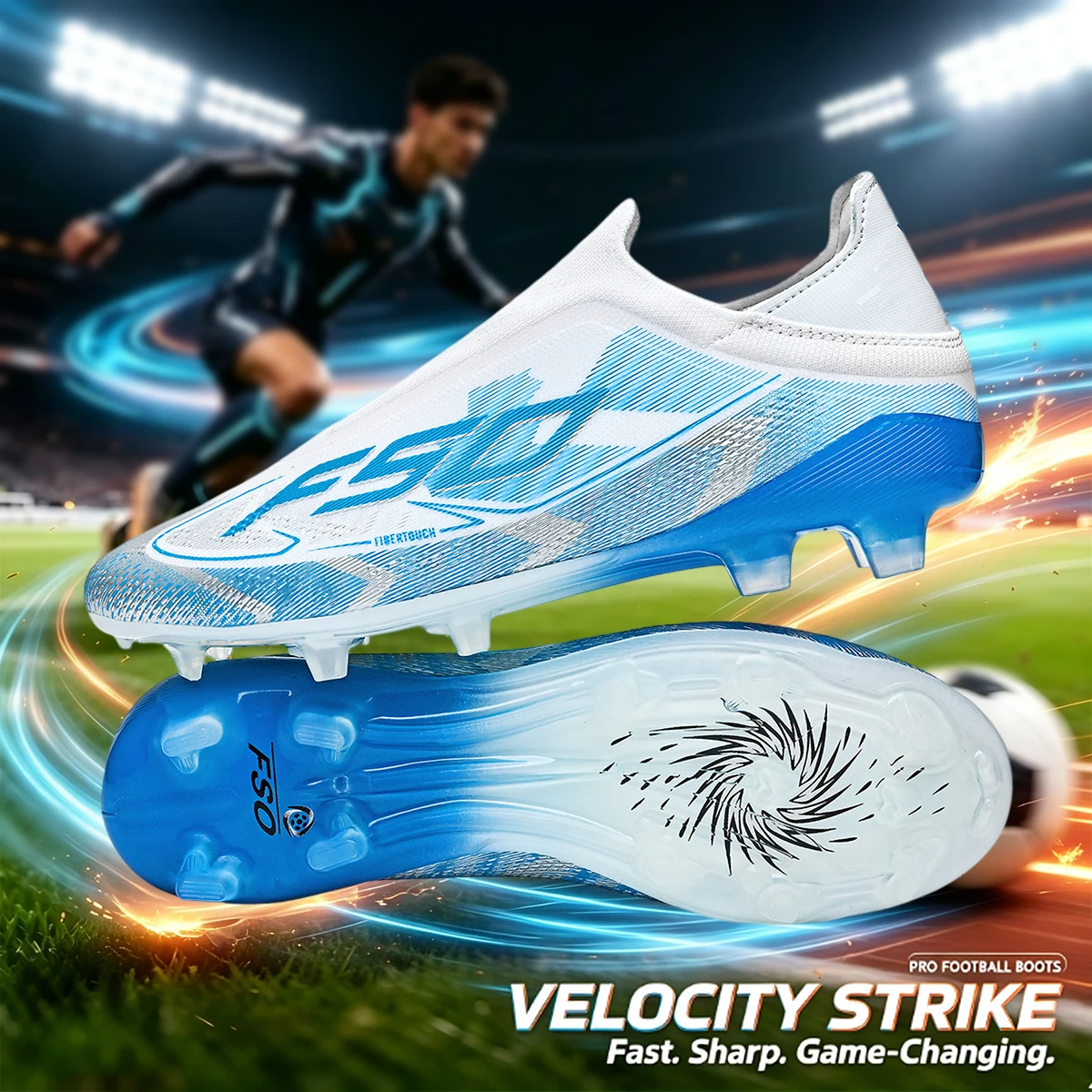 Unisex AG/FG Soccer Shoes for Adults, Premium PU Synthetic Leather, TPU Long Studs, Anti-slip, Designed for Maximum Performance