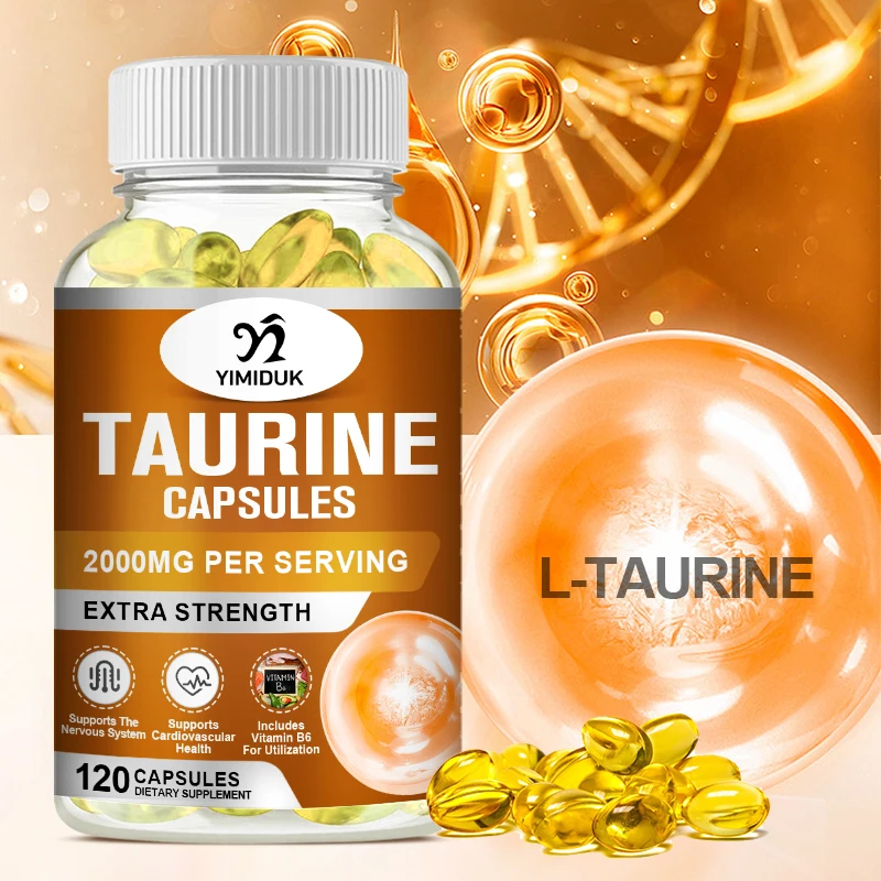 Taurine Capsules 1000 mg, Support Antioxidant Amino Acid, Brain Health, Calm, Relaxed Mood & Function Nervous System for Adult