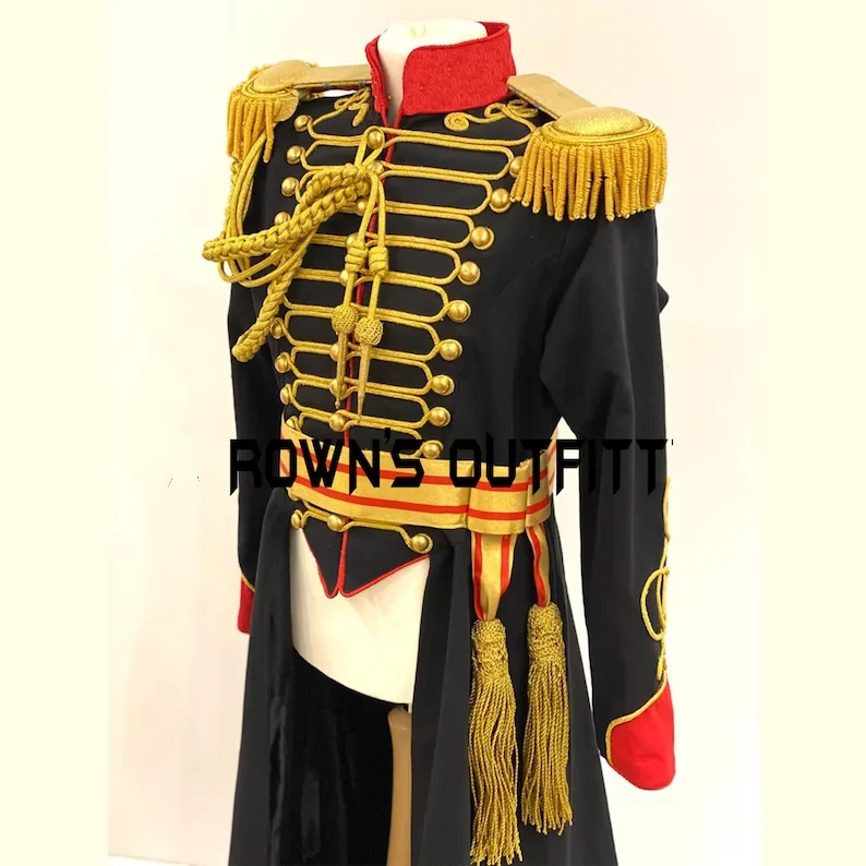 Cosplaydiy General Military Hussar Tailcoat Wedding full length coat The Ballet Musical Soldier Costume Medieval Military suit