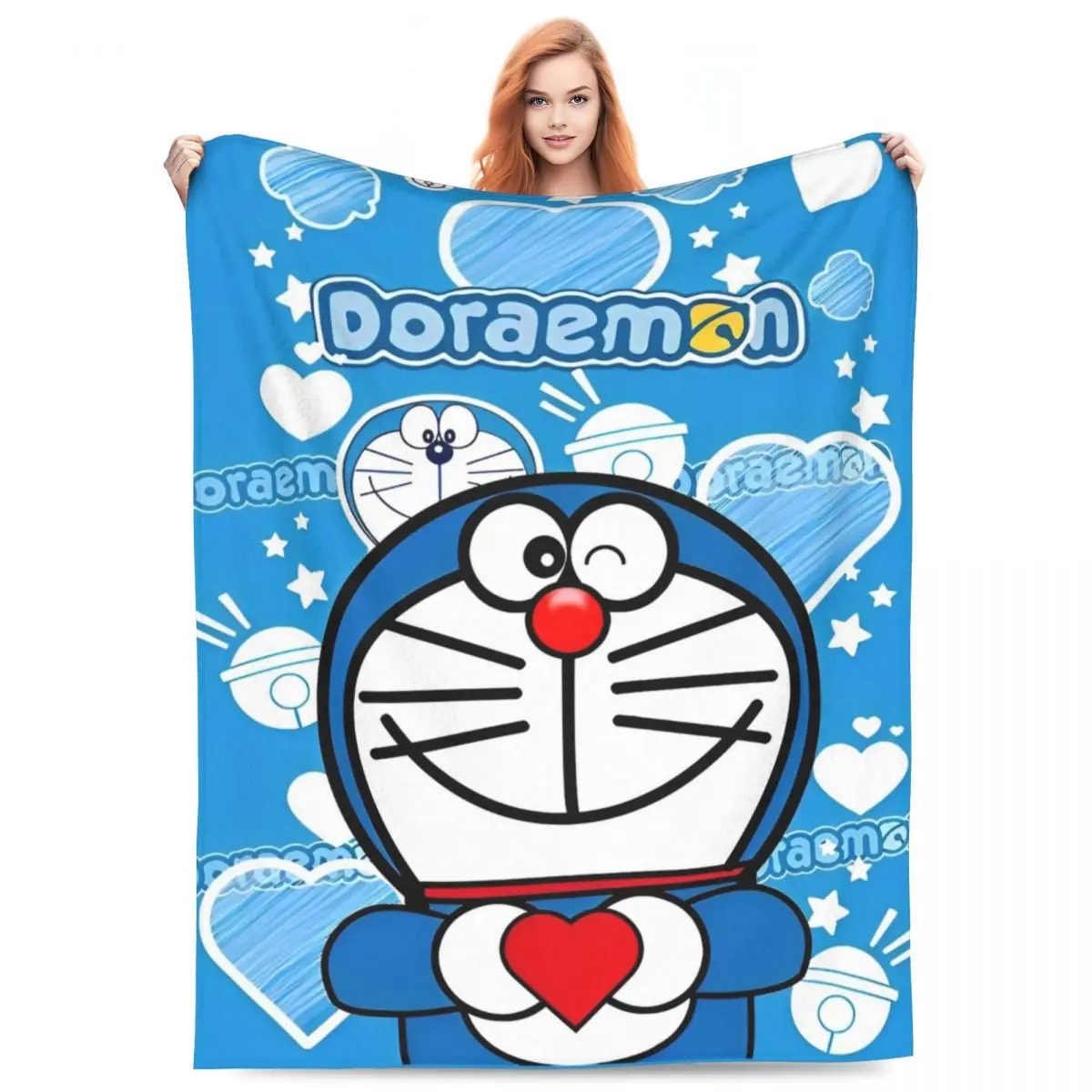 D-Doraemons Blanket Coral Fleece Plush Cartoon  Movie Super Soft Throw Blanket for Bedroom Sofa Bedroom Quilt