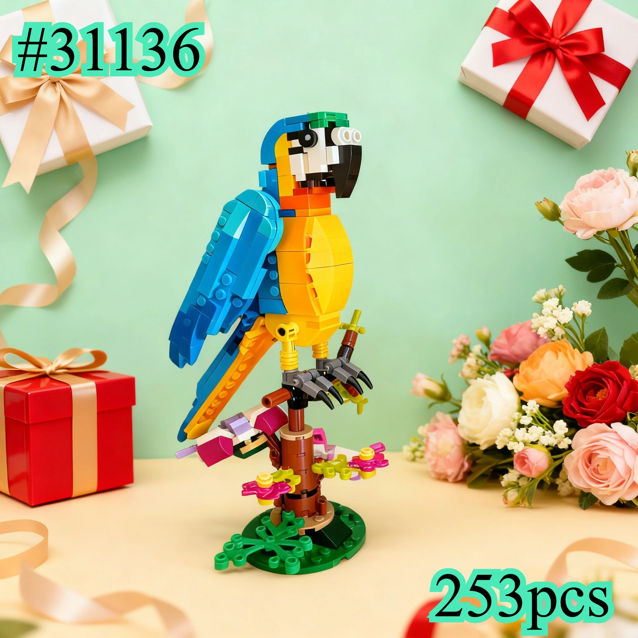Parrot Frog and Fish 3-in-1 31136 Peripheral Extensions Compatible with Legoed Particles Suitable for Christmas Gifts 253pcs
