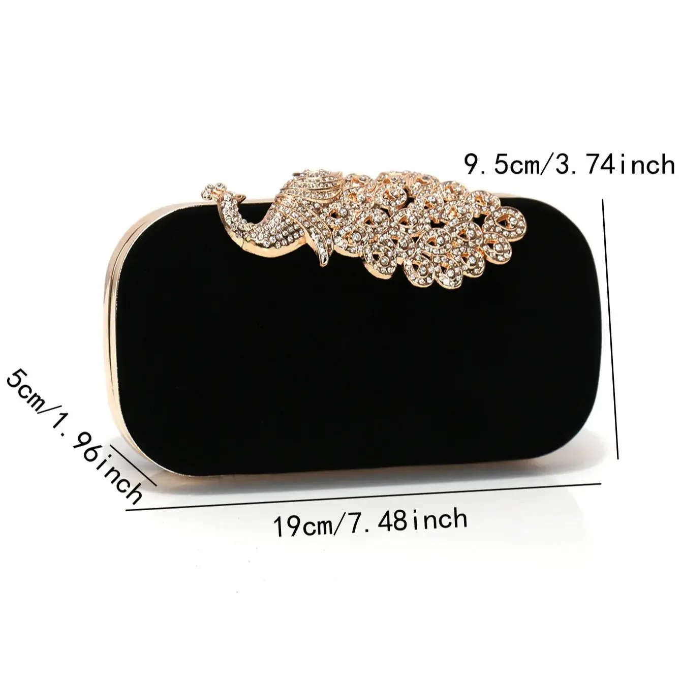 Animal Peacock Metal Shoulder Chain Evening Bags Rhinestones Velvet Small Clutch Bags Flap Design Red Color Lady Handbags view 6