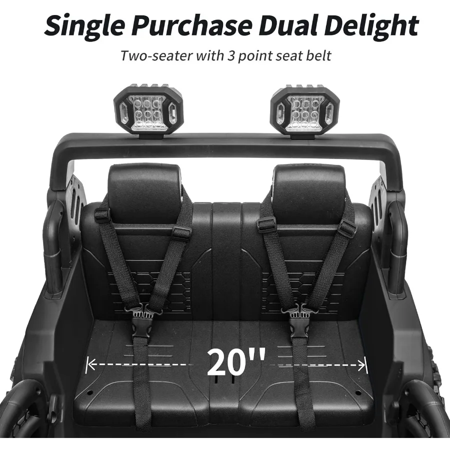 2 Seater Ride on Car Toy 24V 4WD Electric Car for 4-8 with Remote Control 4x200W Motors Capacity 150 lb - Black