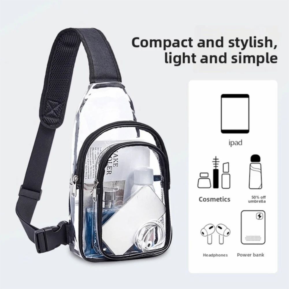 

Прозрачная сумка через плечо большой вместимости, легкая многофункциональная нагрудная сумка, универсальная сумка-слинг из ПВХ