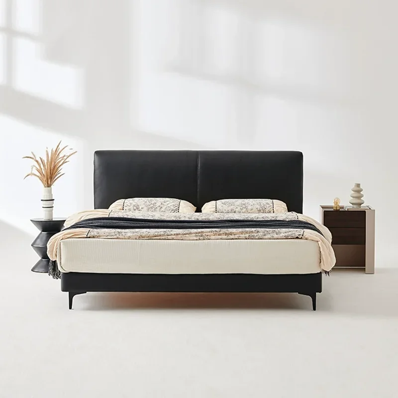 Leather Sleeping Massage Bed Design Wooden Simple Bedroom Bed Double Human Dog Headboards Letto Matrimoniale Home Furniture