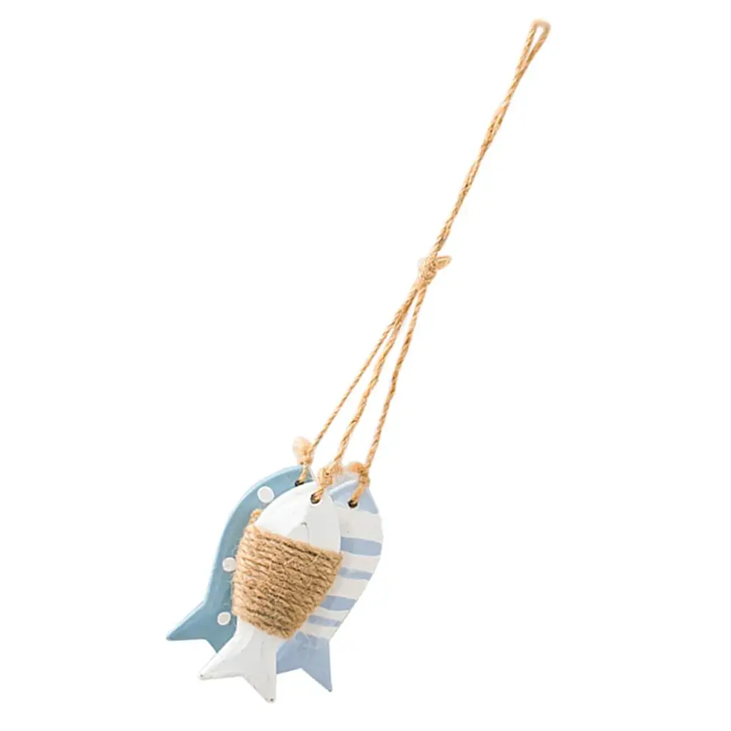 Nautical Style Fish Wall Hanging Ornament Wooden Carved Decoration Design Wall Signs Plaque for Fishing Decor