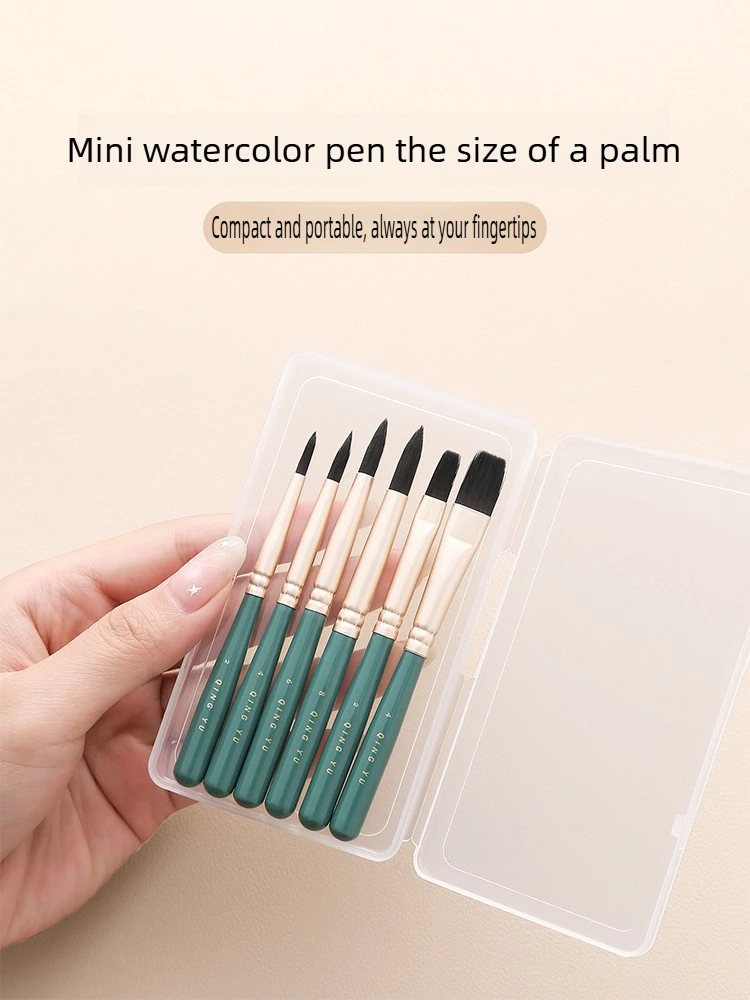 6 PCS Mini Short Handle Watercolor Brushes Nylon Paint Brushes for Oil Painting Acrylic Coloring Art School Supplies Stationery