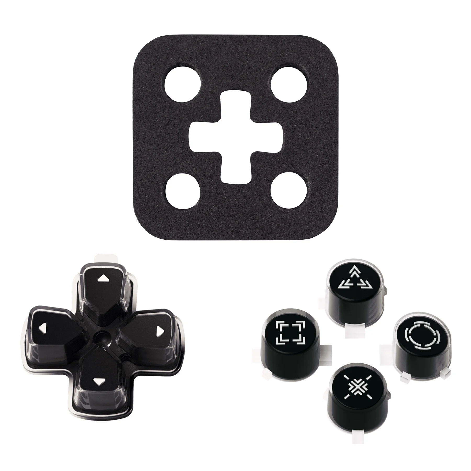 Boutons d'action Dpad personnalisés, trois tons, noir et clair, avec symboles, boutons faciaux d-pad, compatibles avec le contrôleur ps5