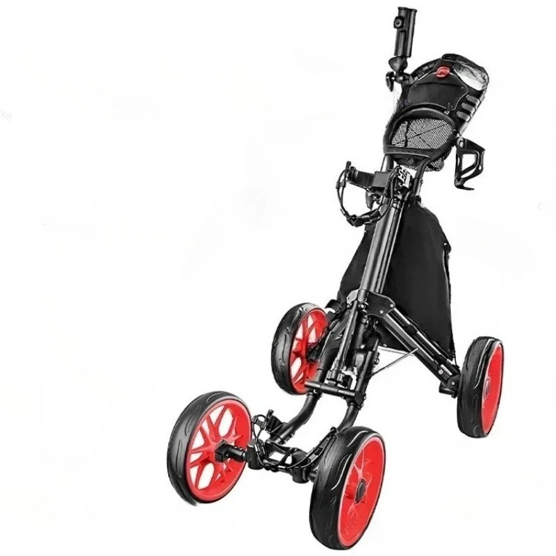 Golf four-wheel ball chartered car competition trolley foldable with brake kettle rack