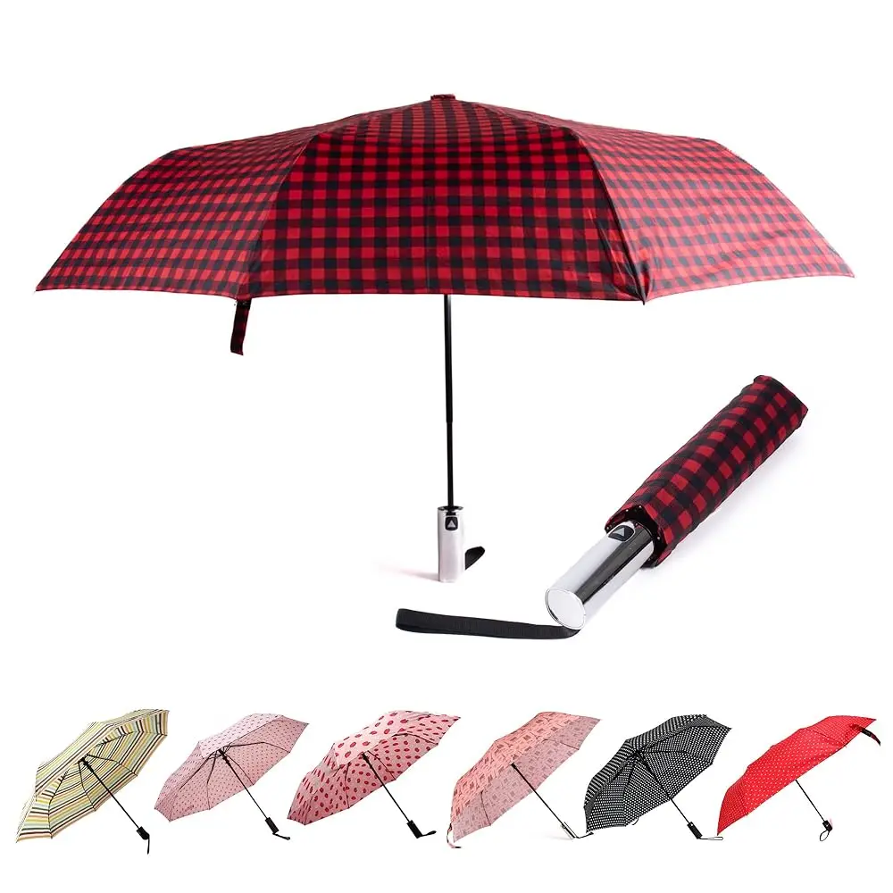 

Windproof Automatic Travel Umbrella, Compact Portable with Reinforced Ribs for Sun & Rain