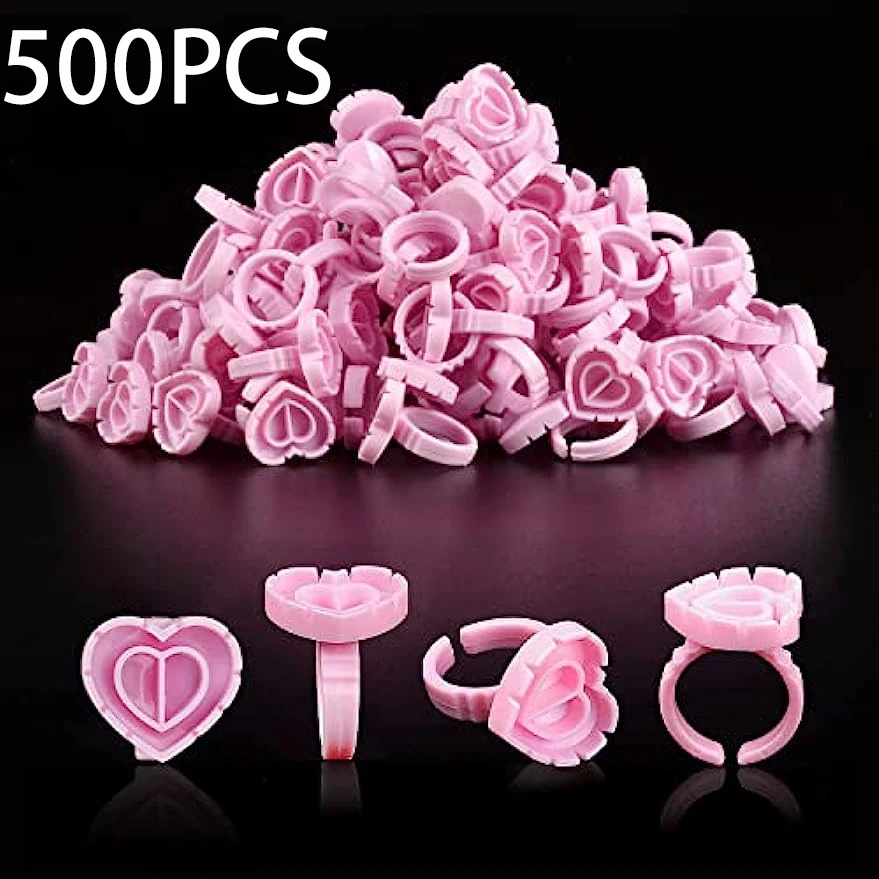 Wholesale 500Pcs Disposable Rings Holder Tattoo Pigment Eyelash Extension Container Tools Lash Supplies Eyelash Glue Fan Cup
