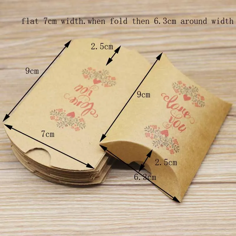 10pc9x7x2.5cm kraft Paper Box Pillow Shape Candy Box Wedding Favor Gift Boxes For Home Baby Shower Kids Birthday Party Supplies