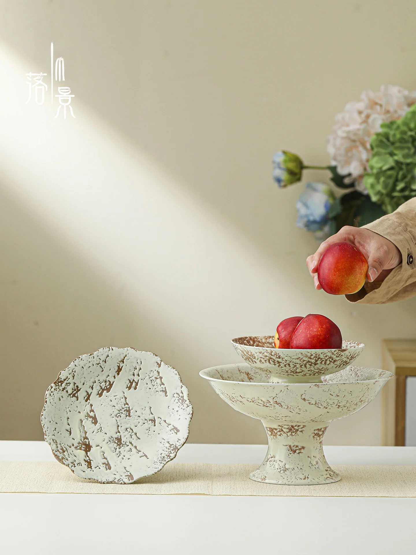 high-footed-ceramic-fruit-tray-stone-pattern-design-tea-snack-plate-for-living-room-versatile-use-dishwasher-safe-heat-resistant