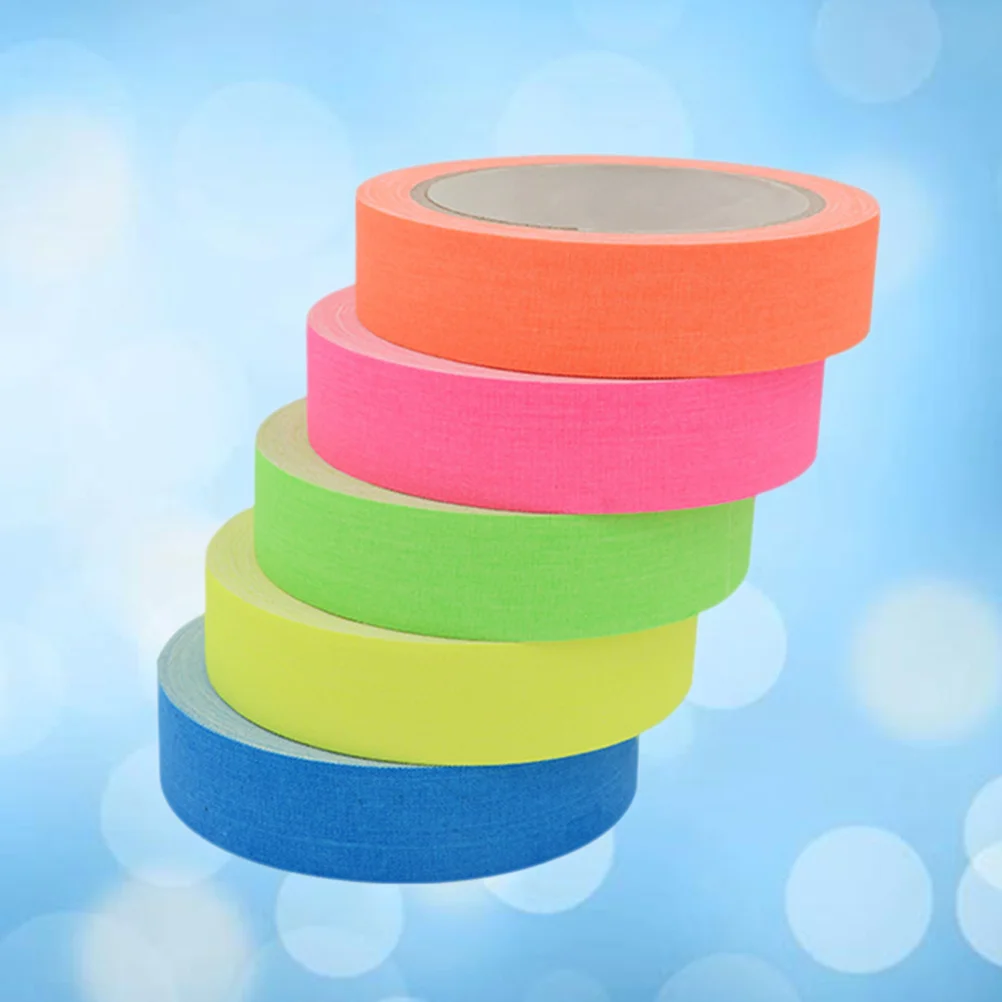 

5 Pcs Colorful Tape Fluorescent Glow Colored Gaffer Christmas Party Blacklight in The Dark Strips