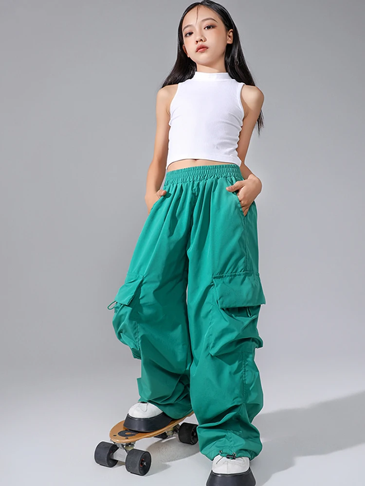 Ropa de baile de Jazz para niñas, pantalones sueltos de Hip Hop, chaleco para niños, trajes de baile de Hip Hop, traje de actuación de escenario, ropa de moda BL11241