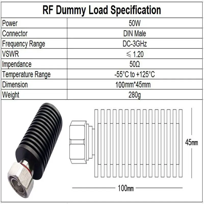 50W 7/16 DIN Male Plug Connector RF Coaxial Termination Dummy Load 3G/4G/6GHz 50ohm RF Accessories