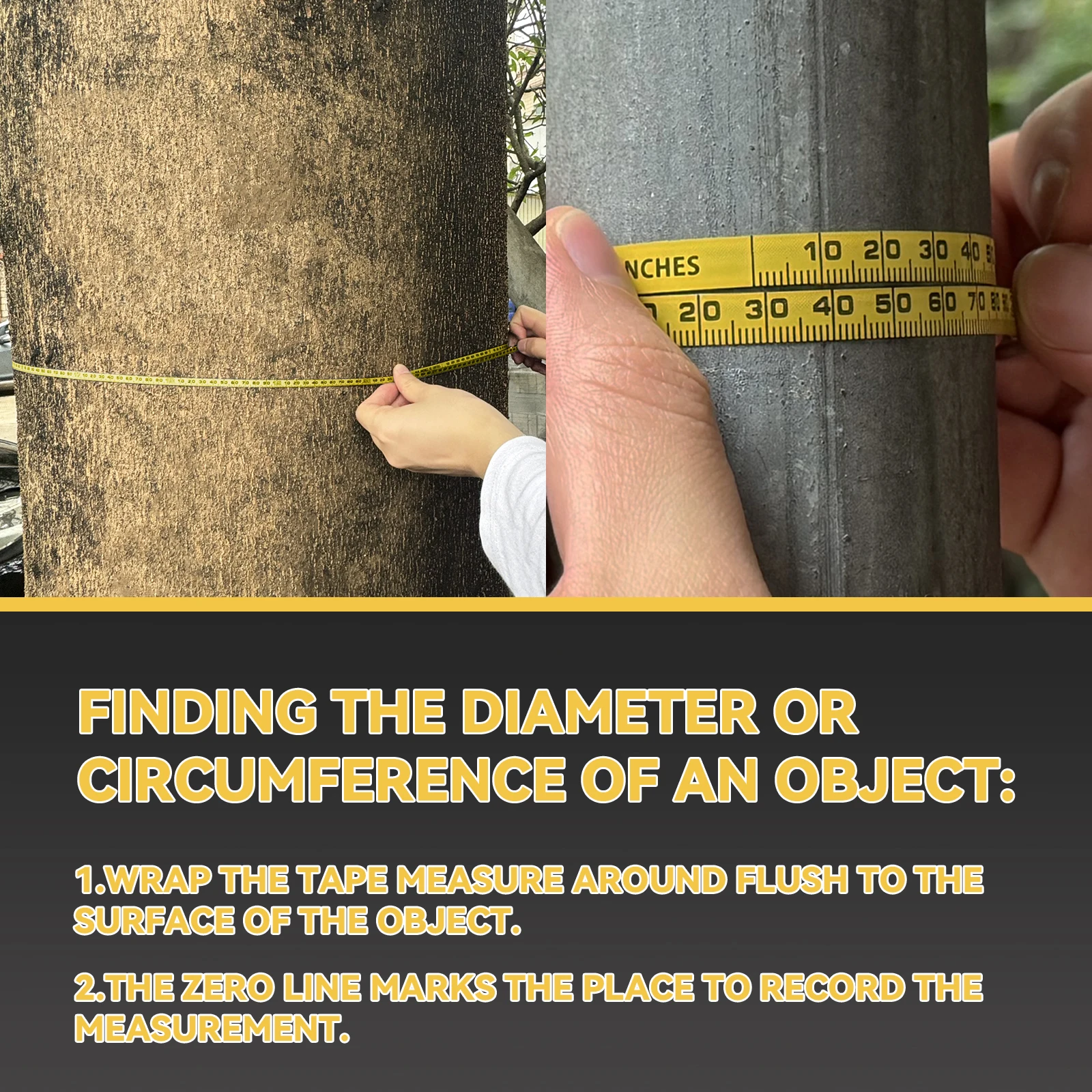 HAIZHIHUI stainless steel tapeMeasurement of the length and diameter of objects in centimeters and inches with two types of tape