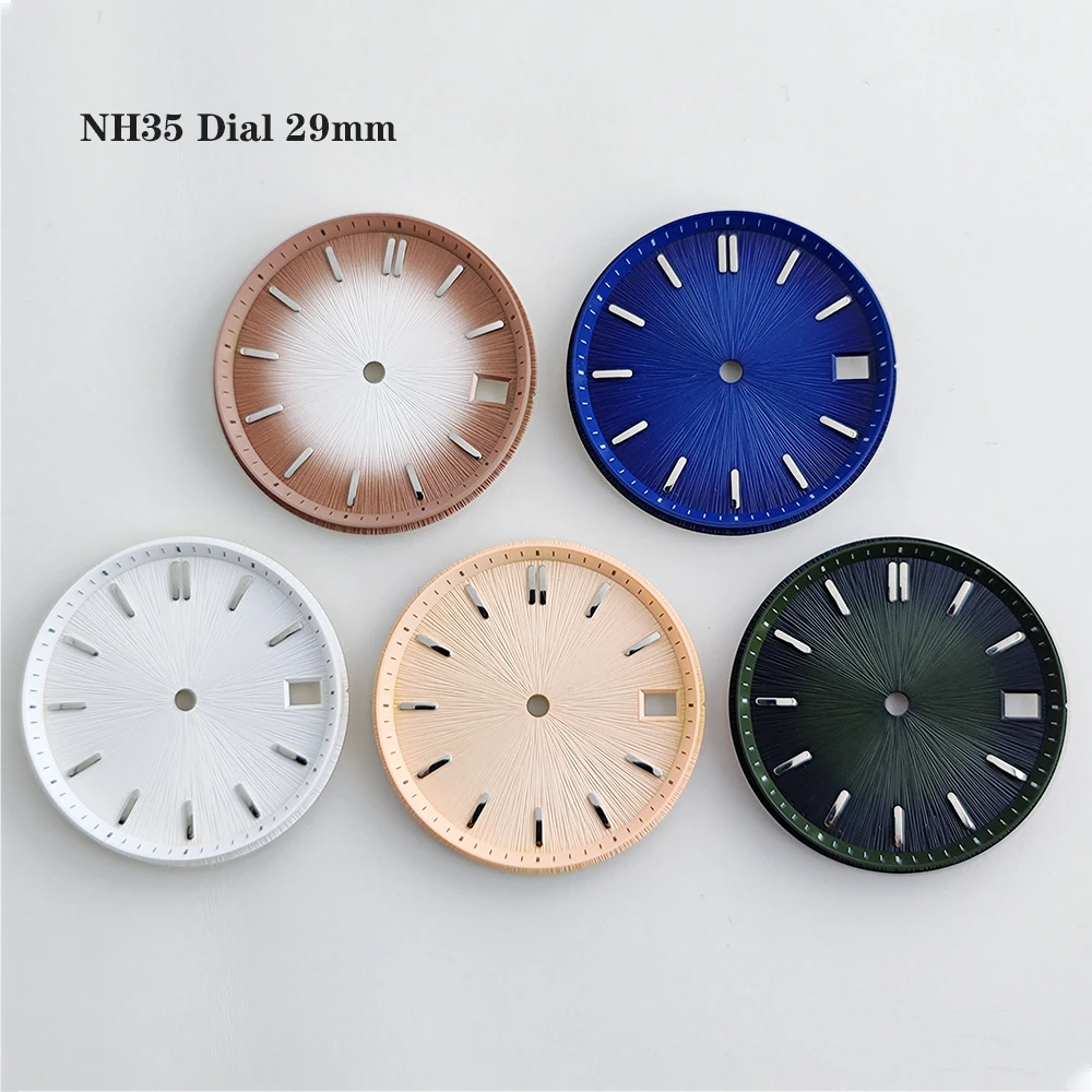 NH35 cocktail dial diameter 29mm radial texture gradient calendar dial  for NH35 movement modification mechanical watch parts