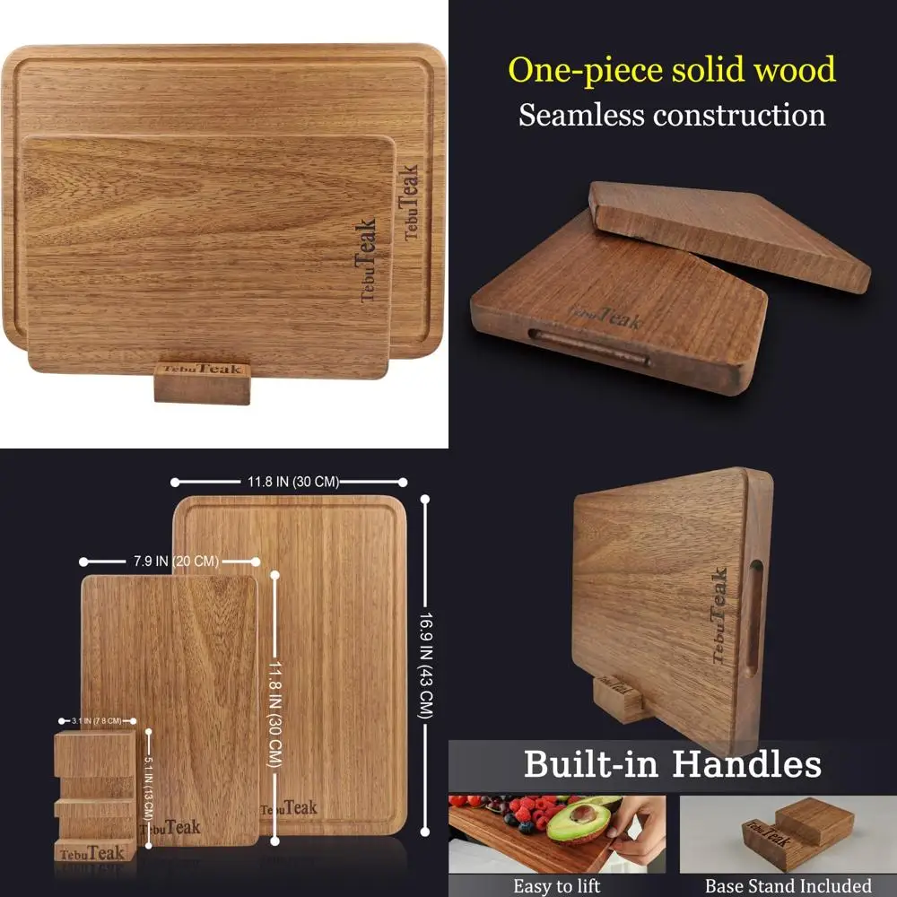 

Crack-Resistant Teak Wood Single-Piece Cutting Board Set, Knife-Friendly for Kitchen Use, Long-Lasting Chopping Surface