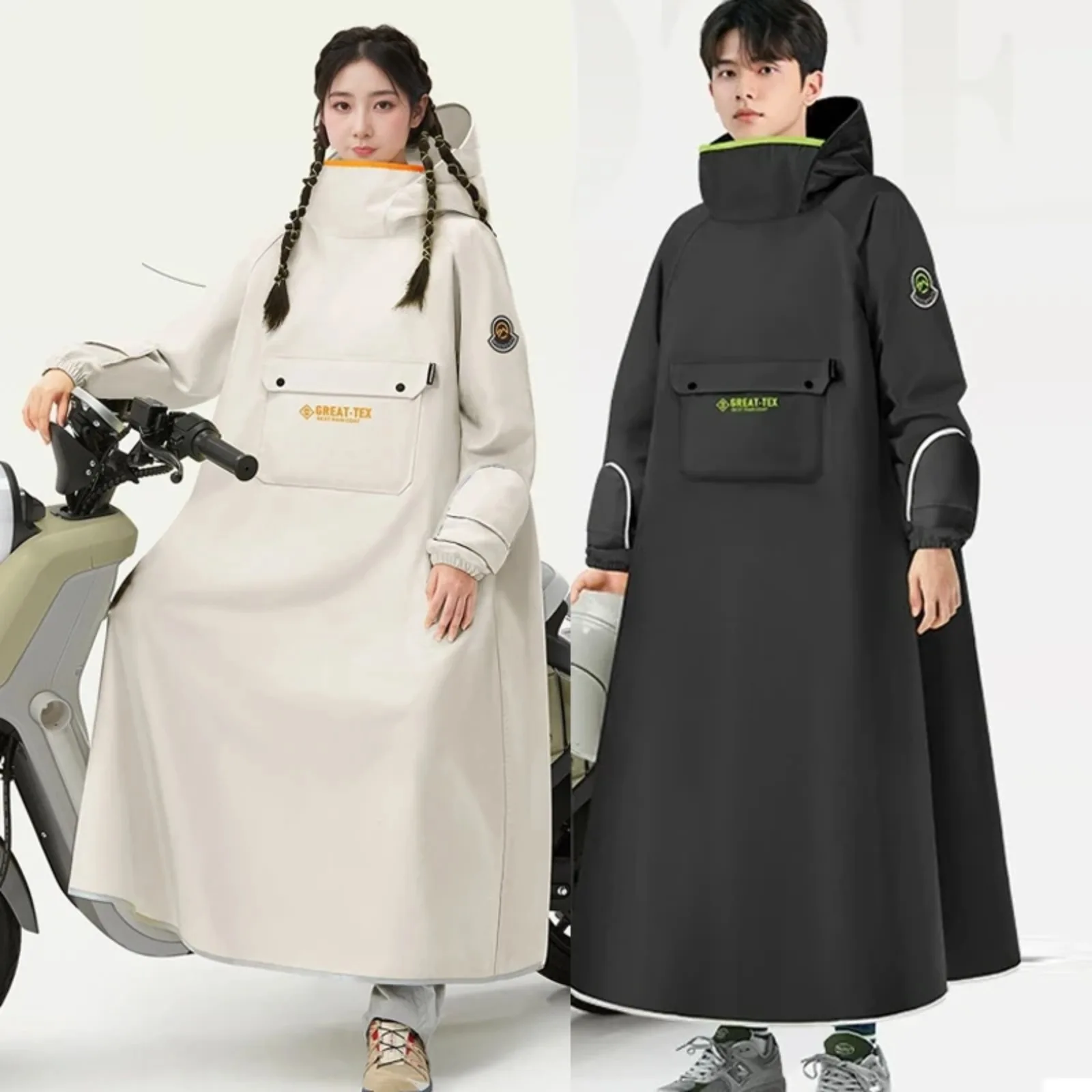 Waterproof Rain Poncho Cycling Raincoat Motorcycle Bike Rain Gear Long Full Body Oxford Cloth Hooded Outdoor Rain Protection