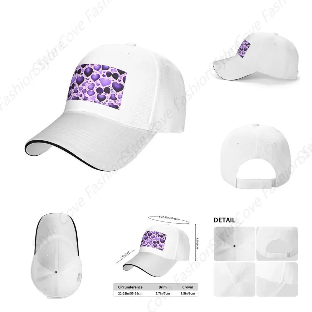 

High Quality Vintage Purple Heart Balloon Print Sandwich Caps Peaked Caps Trucker Hat Men Women Lover Outdoor Sport Sun Visor