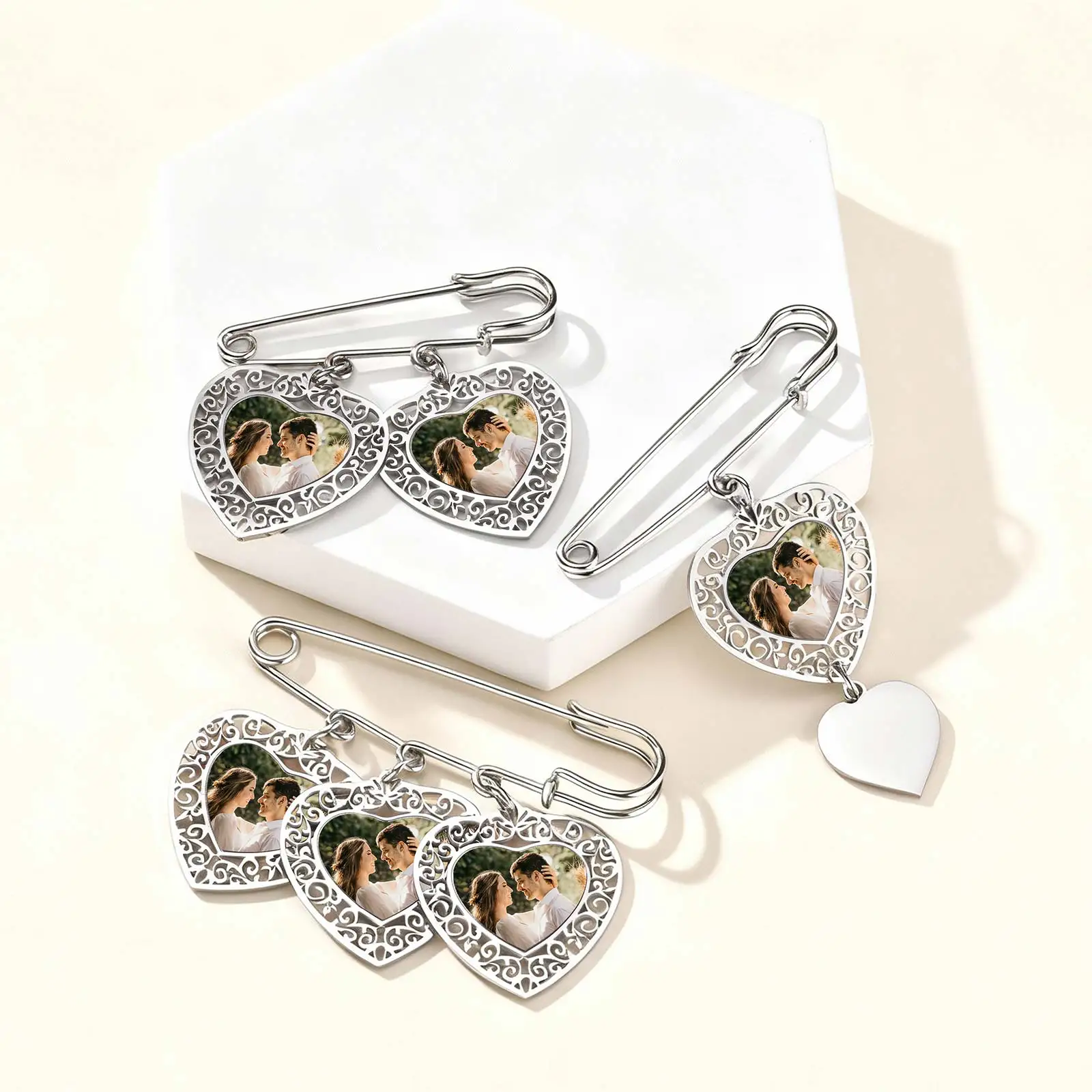 

Свадебный овальный букет на заказ, фотографии, подвески из нержавеющей стали, водонепроницаемая 1-3 мемориальная булавка с изображением, брошь, похоронная булавка, ювелирные изделия, подарок