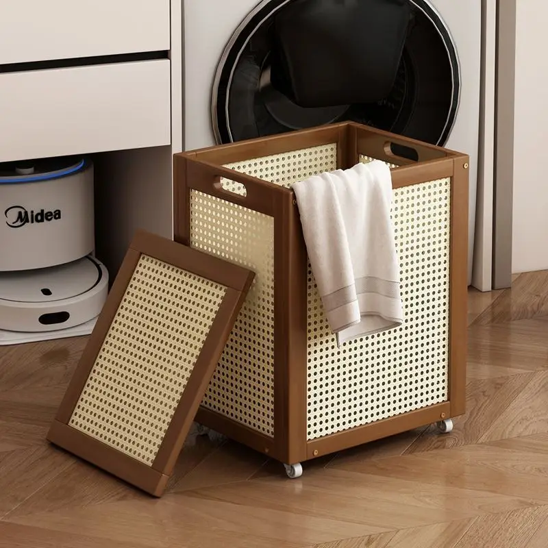 

Корзина для грязного белья прикроватная на колесиках, портативная, складная, сетчатая, для спальни, для дома и семьи, для хранения