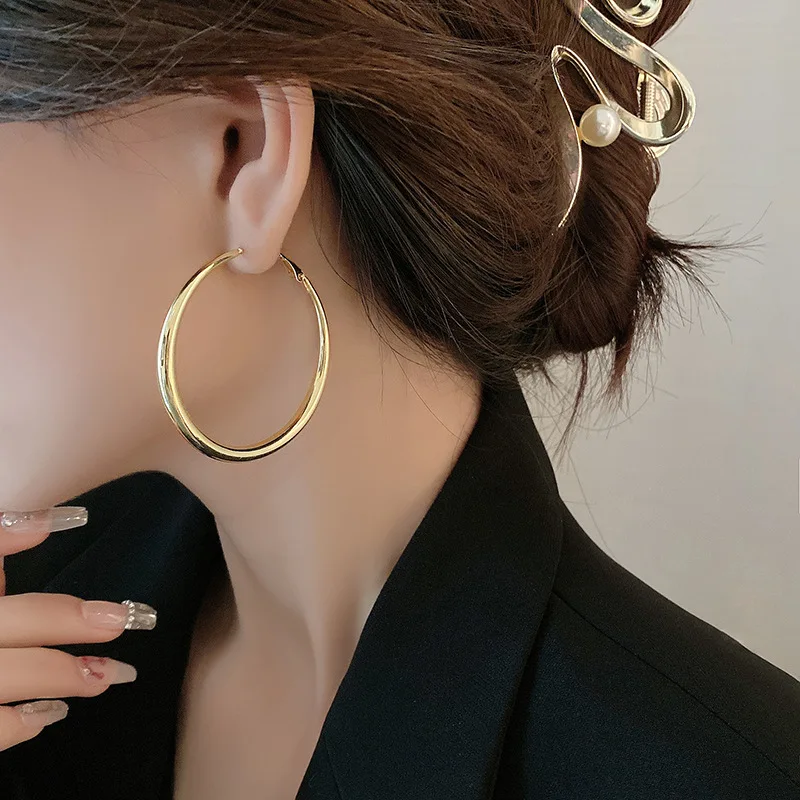 Fashion Exaggerated Big Circle Hoop Earrings for Women Statement Jewelry Smooth Circle Earrings Femme Boucles D'oreilles - detail 13