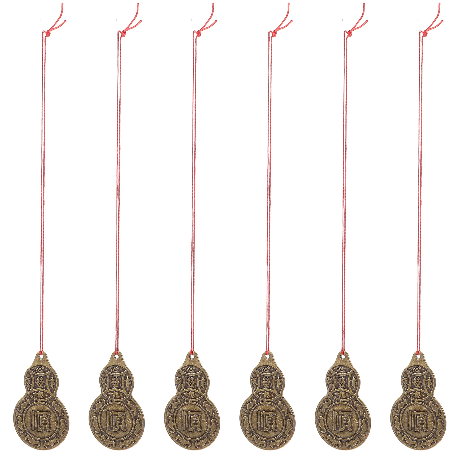 

6 Pcs Brass Feng Shui Money Good Luck Protection Charm Knot Bring Souvenir Necklace Ornament Wealth Protection