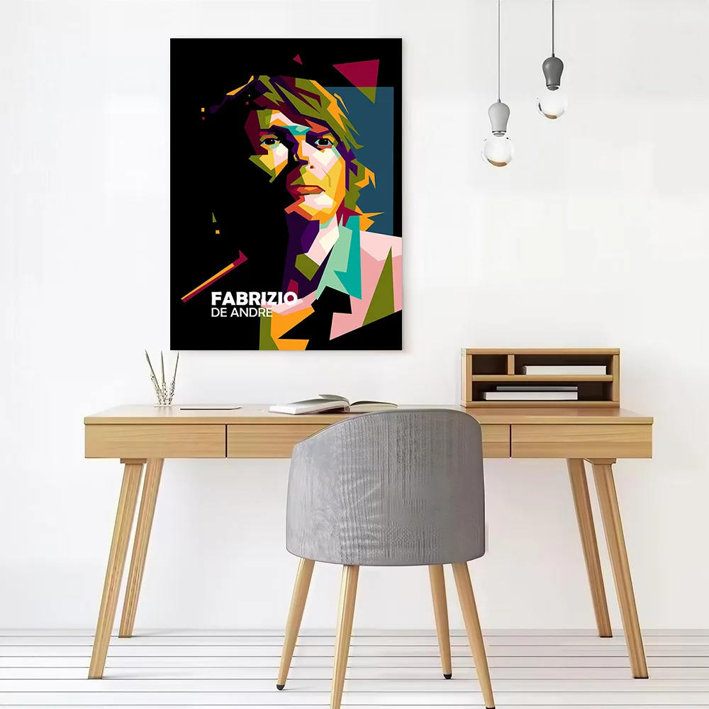 Fabrizio De Andre in Wpap Printed Canvas Wall Art Customizable Paintings Poster Perfect Gift for Personalized Painting Wand Deko