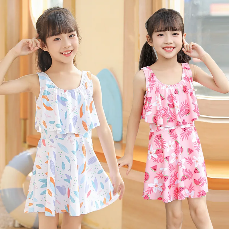 Girl\'s Swimsuit Children\'s Swimsuit Female Treasure Lovely Fashionable Split Skirt Type Children Big Boy Swimsuit Suit Suit