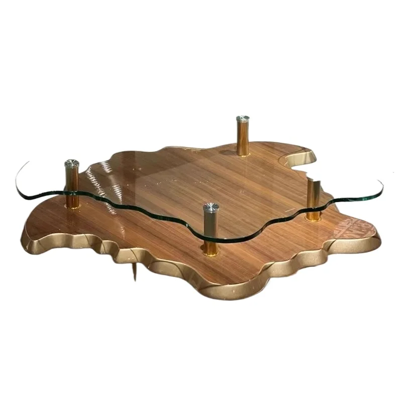 

Итальянский легкий роскошный журнальный столик специальной формы, высококачественный чайный столик из закаленного стекла, журнальный столик из цельного дерева