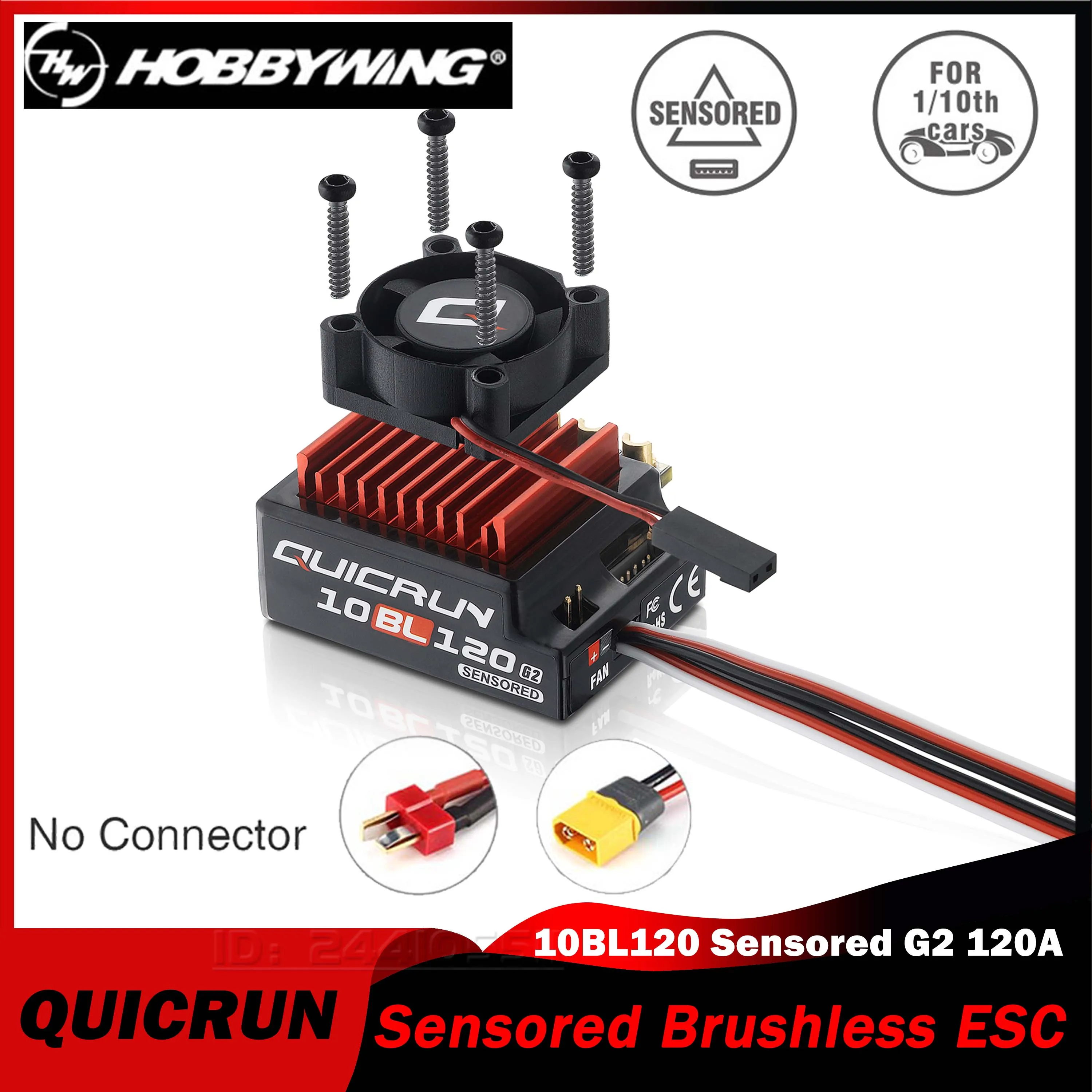 

HOBBYWING QuicRun 10BL120 Sensored G2 120A Brushless ESC Speed Controller 2-3S for 1/10 RC Model Drift Touring Car Buggies Part