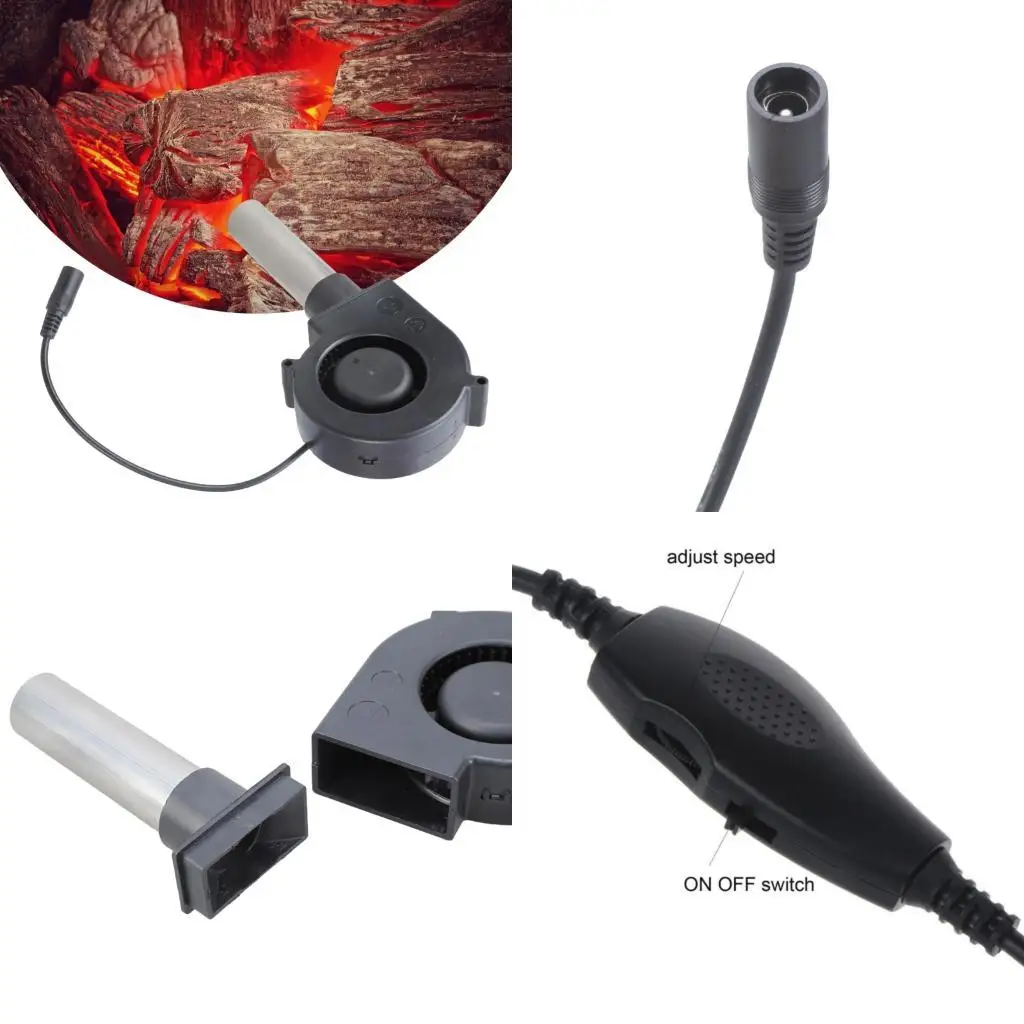 

E8BD BBQ Fan Small Portable Air Blower with Air Collecting Port Power Supply Speed