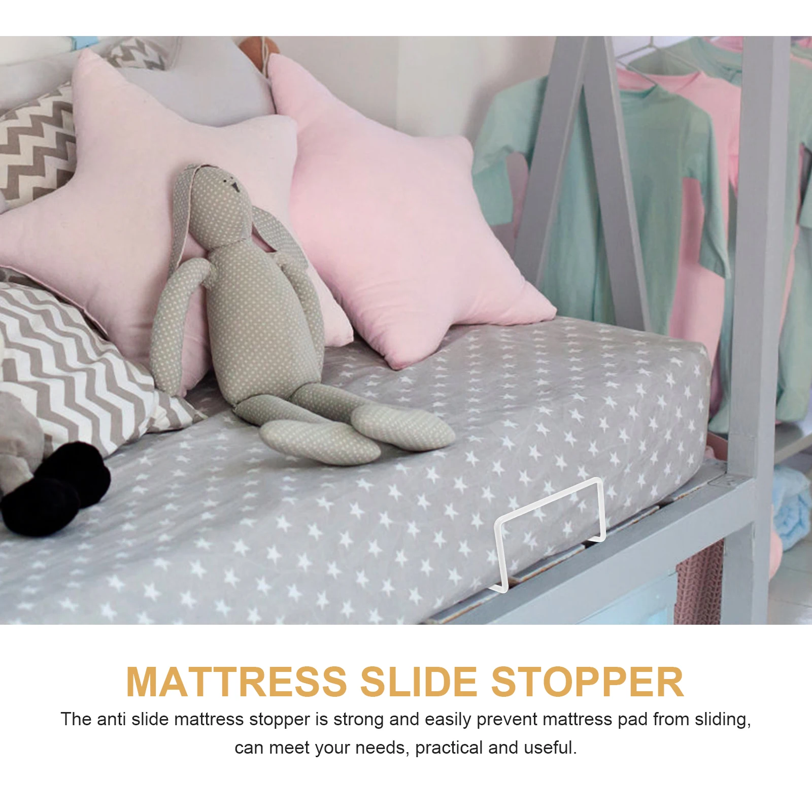 

4pcs Mattress Retainer Stoppers Stainless Steel Anti Slide Non Slip Gripper Bedding Hardware Accessories Mattress Holder Baffle