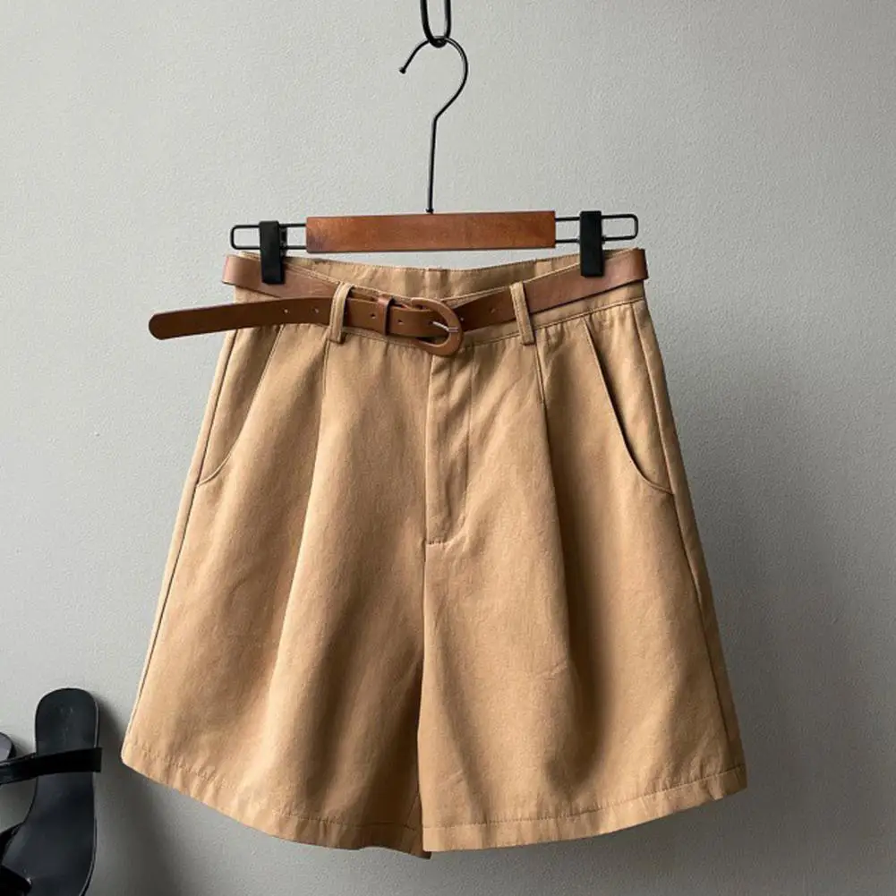 

High Waist Shorts Stylish Summer Women's High Waist A-line Shorts with Pockets for Office Wear Knee Length Cargo for Commute