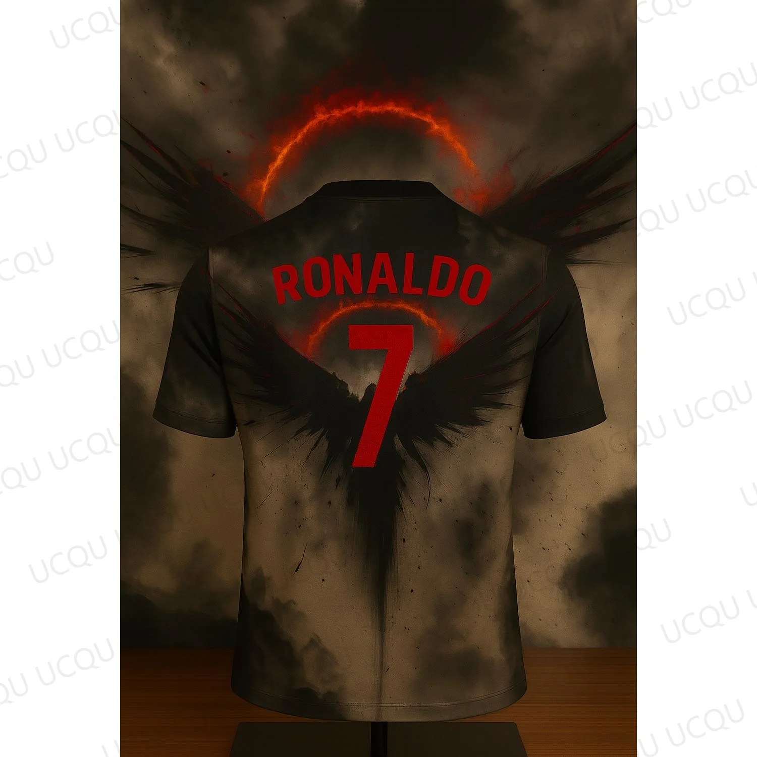 Ronaldo 7 Angel Flame เสื้อฟุตบอลรุ่นพิเศษเสื้อฟุตบอลแฟนตาซีสไตล์แขนสั้นผู้ชายชุดกีฬา Fan Top
