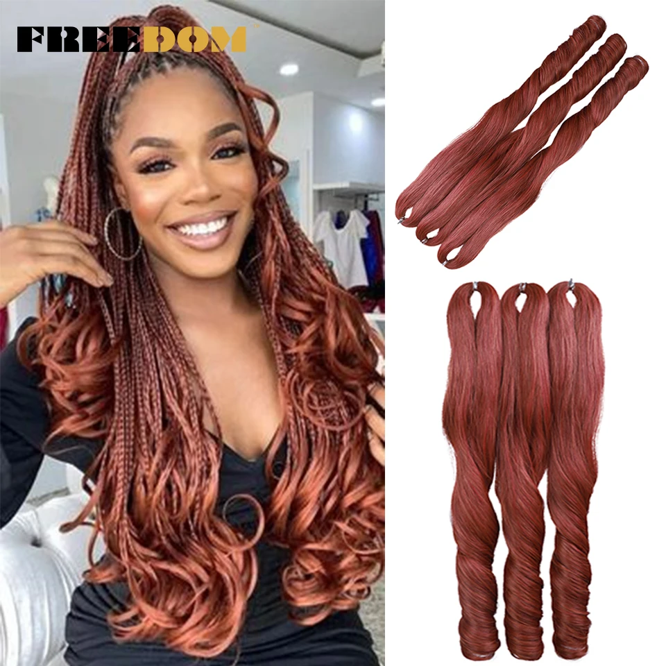 

FREEDOM Synthetic French Curly Crochet Braiding Hair Loose Wave Ombre Braids Hair For Women 18 Inch Spiral Curls Hair Extensions