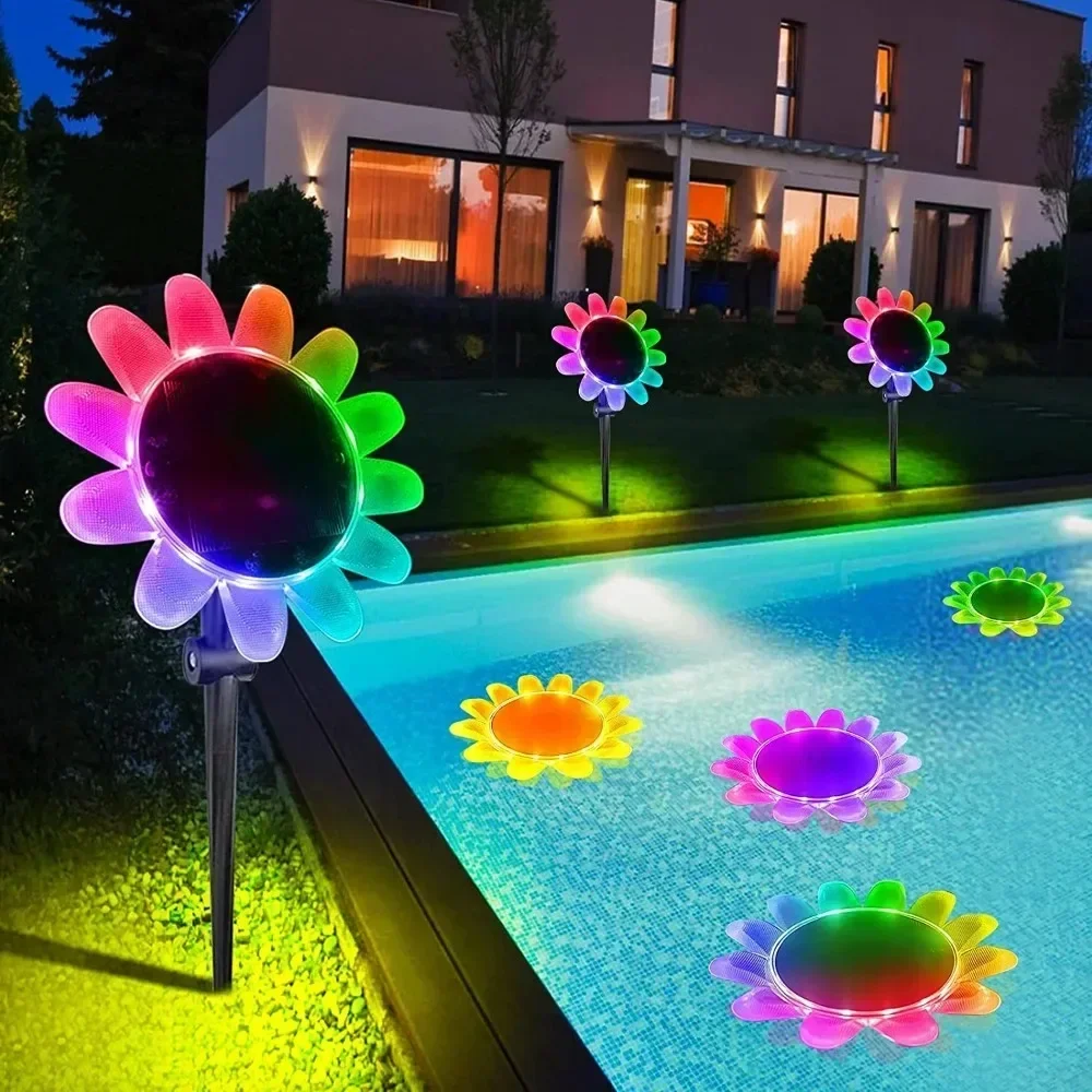 Solar Flower Pool Light, LED Waterbleekband, Kleurverandering, Timing, Waterdicht, Hot Spring Fonteinlicht, Tuingazon